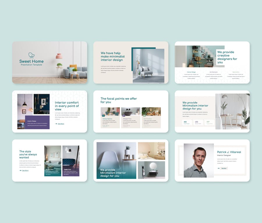 温馨家居室内设计展示PPT模板 - 顶尖PPT