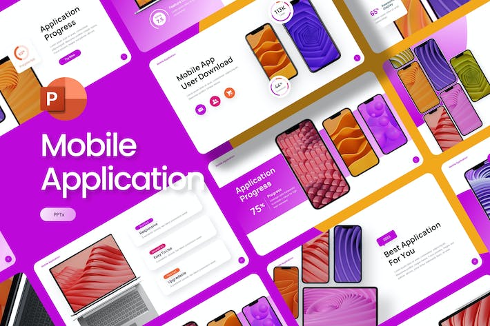 移动应用程序手机模型样机展示PPT模板 - 顶尖PPT
