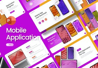 移动应用程序手机模型样机展示PPT模板 - 顶尖PPT