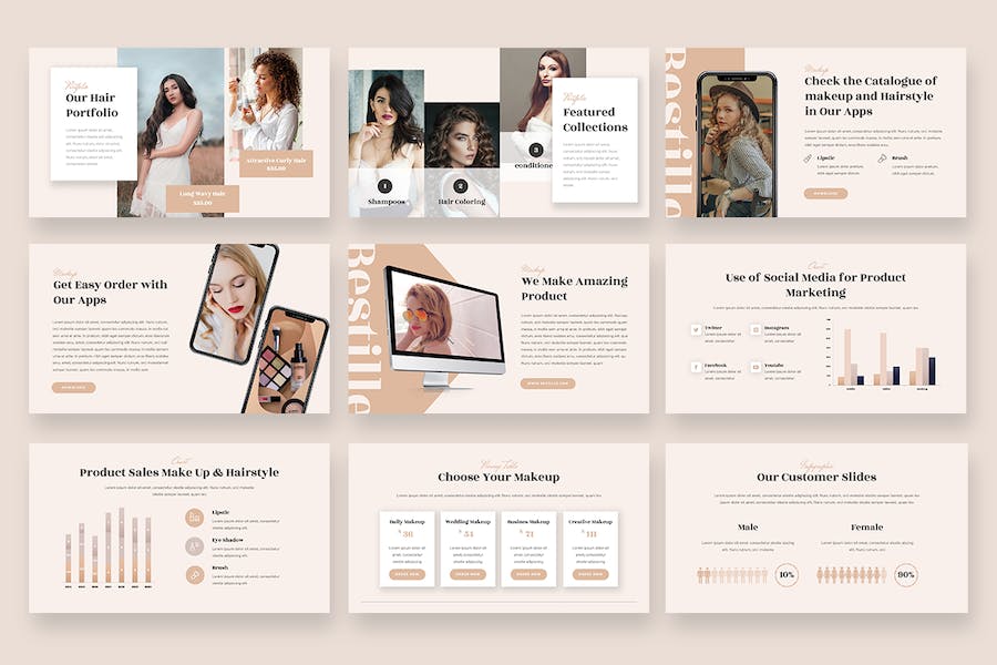 百宝箱化妆师美容PPT模板 - 顶尖PPT