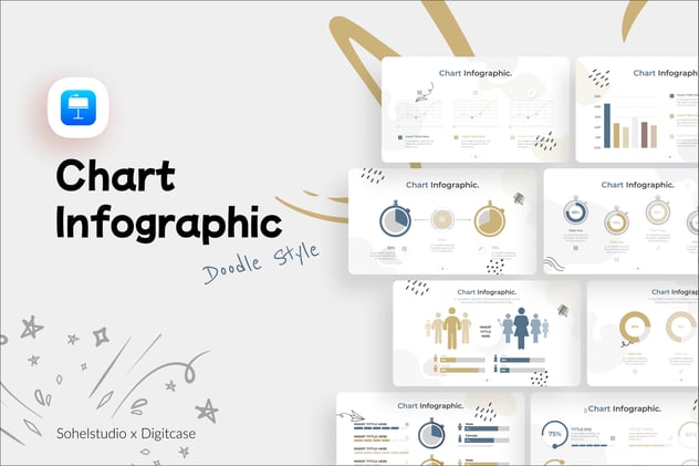 涂鸦风格数据图形keynote模板 - 顶尖PPT