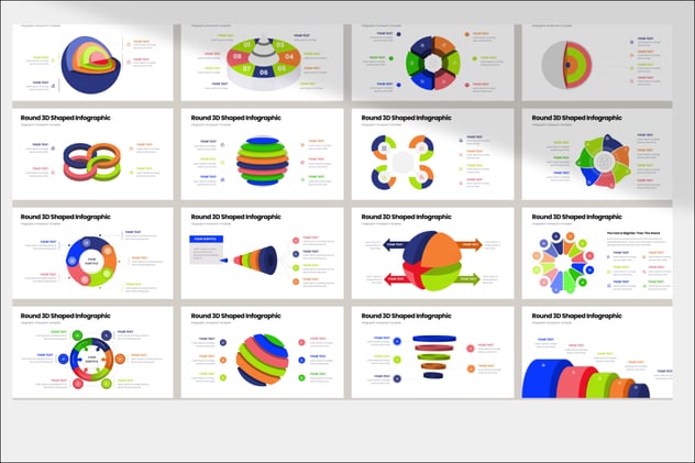 圆形3D形状立体信息图形PPT模板 - 顶尖PPT