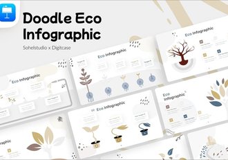 涂鸦风格植物绿化生态信息图形keynote模板 - 顶尖PPT