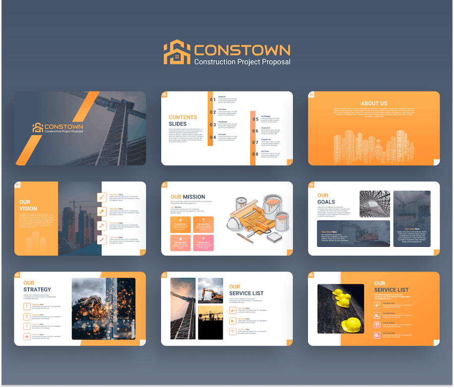 工程建筑项目施工介绍PPT模板 - 顶尖PPT
