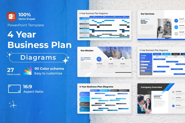 4年商业计划书战略规划方案PPT模板 - 顶尖PPT