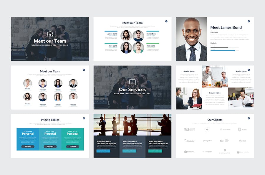 蓝绿色公司简介商业计划企业合作项目推广多用途keynote模板 - 顶尖PPT