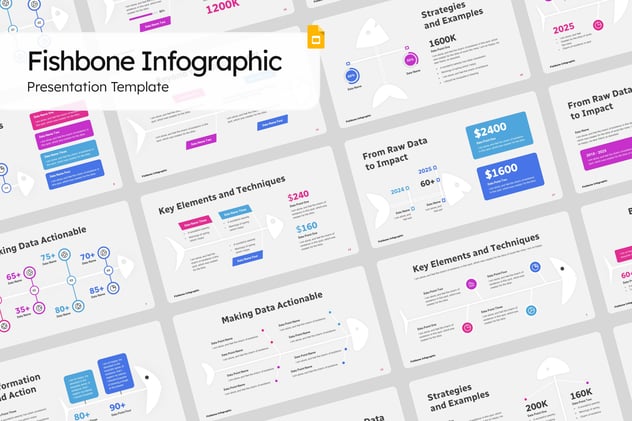 鱼骨信息图形PPT模板 - 顶尖PPT