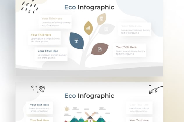 涂鸦风格植物绿化生态信息图形keynote模板 - 顶尖PPT