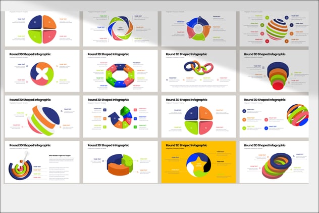 圆形3D形状立体信息图形PPT模板 - 顶尖PPT