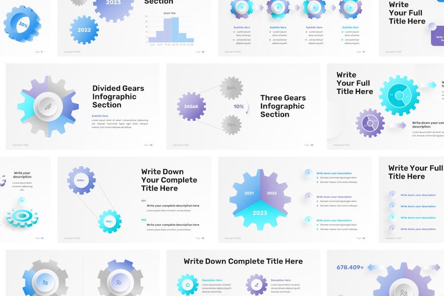 齿轮信息图表展示技术应用PPT模板 - 顶尖PPT