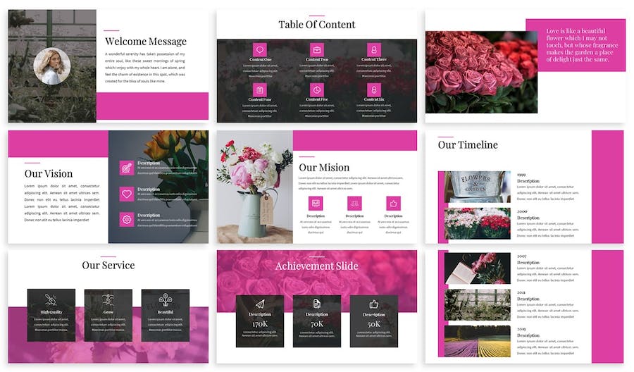 花店花卉品牌推介展示PPT模板 - 顶尖PPT