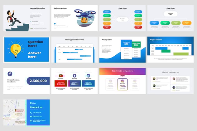 启动交互式信息图形解决方案PPT模板 - 顶尖PPT