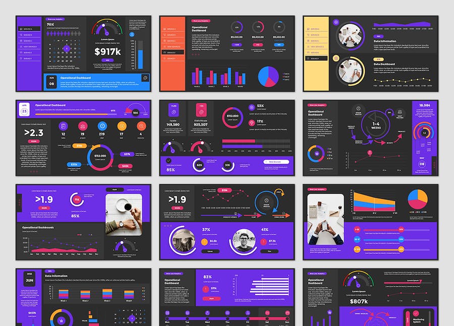 运营数据仪表板商业分析PPT模板 - 顶尖PPT