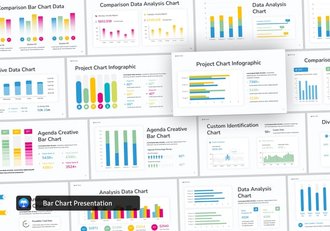 彩色条形图数据可视化展示keynote模板 - 顶尖PPT