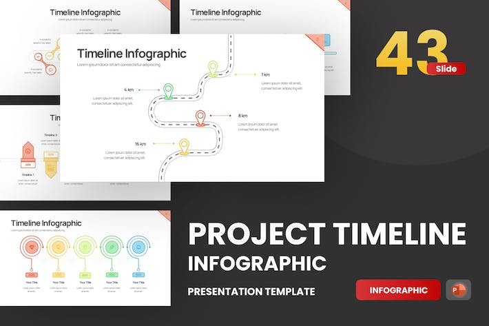 创意PPT图形项目时间轴彩色线性图形PPT模板 - 顶尖PPT