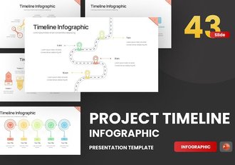 创意PPT图形项目时间轴彩色线性图形PPT模板 - 顶尖PPT