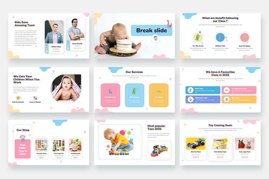 儿童婴儿卡通风格PPT模板 - 顶尖PPT