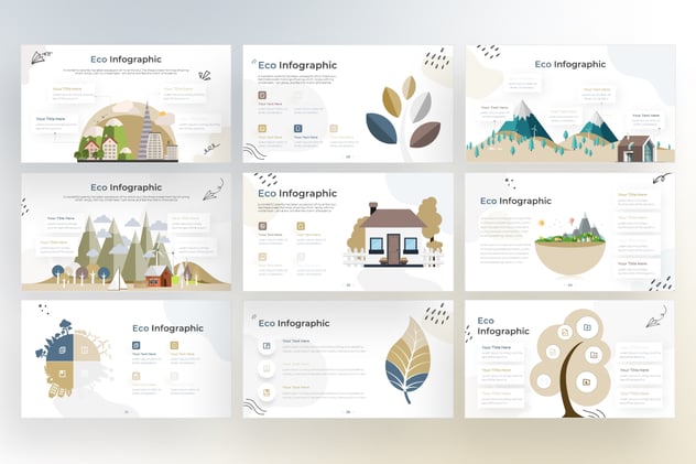 涂鸦风格植物绿化生态信息图形keynote模板 - 顶尖PPT