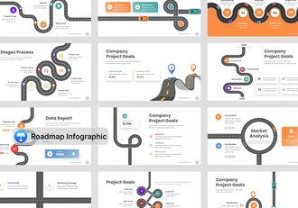 路线图信息图形keynote模板 - 顶尖PPT