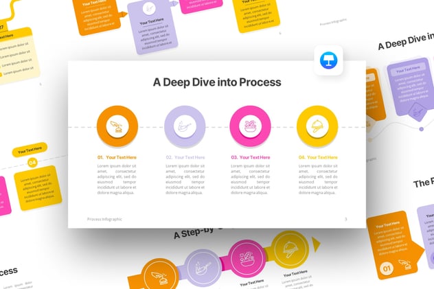 简约彩色流程信息图形keynote模板 - 顶尖PPT