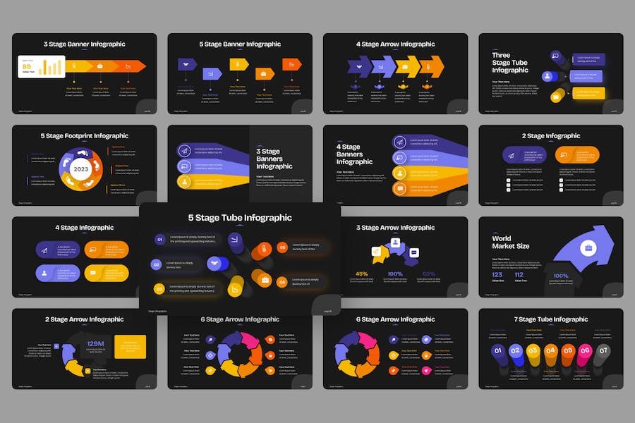 箭头数据分析阶段信息图形图表PPT模板 - 顶尖PPT