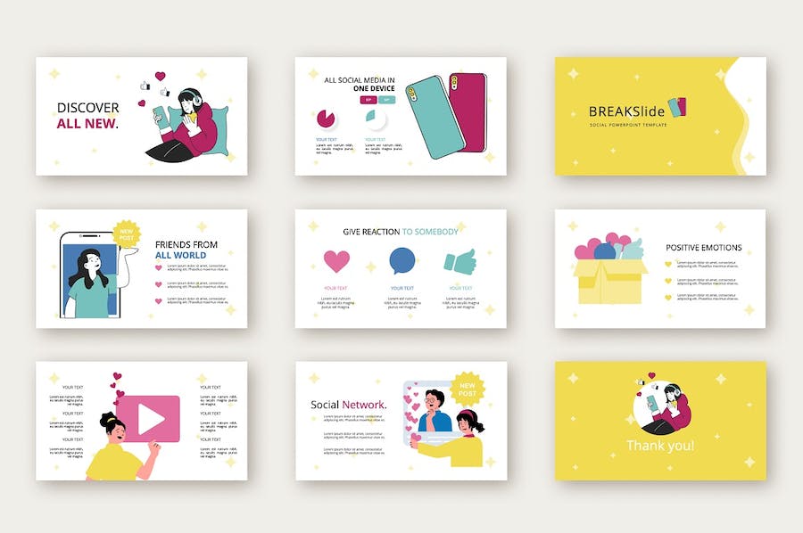 职场社交网络人物插画图解PPT模板 - 顶尖PPT