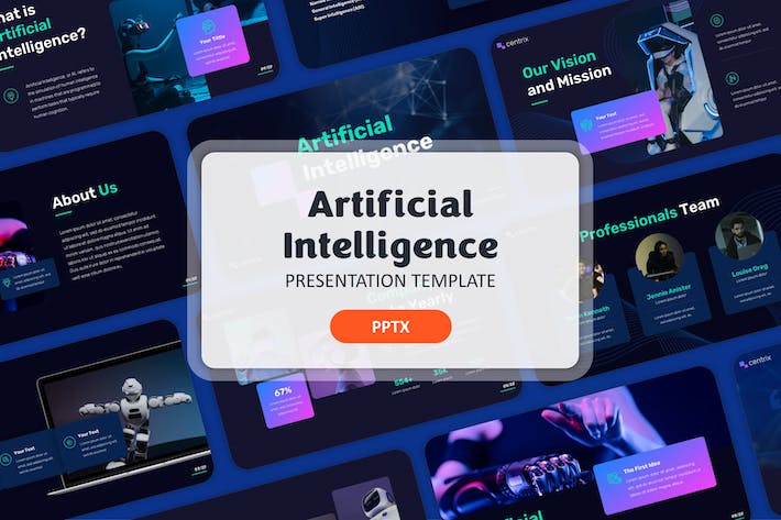 人工智能技术应用展示方案实现方案PPT模板 - 顶尖PPT