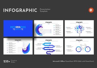商务蓝色信息图形PowerPoint模板 - 顶尖PPT