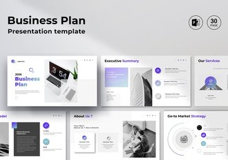 带渐变的商业计划PowerPoint模板 - 顶尖PPT