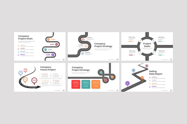 路线图信息图形keynote模板 - 顶尖PPT