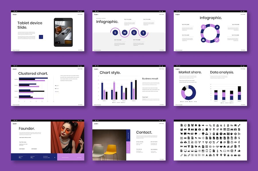 紫色时尚商务品牌推广PPT模板 - 顶尖PPT