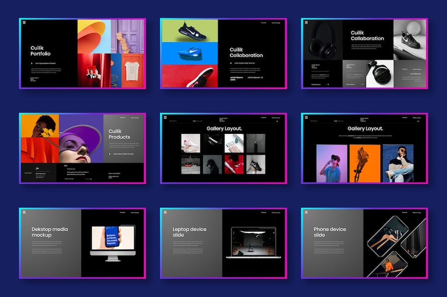 多彩图片拼贴商务Keynote模板 - 顶尖PPT