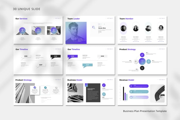 带渐变的商业计划PowerPoint模板 - 顶尖PPT