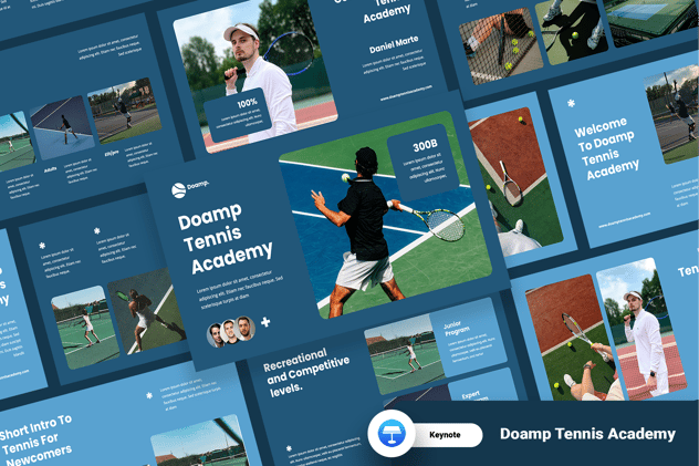 网球学院教学成果展示Keynote演讲模板 - 顶尖PPT