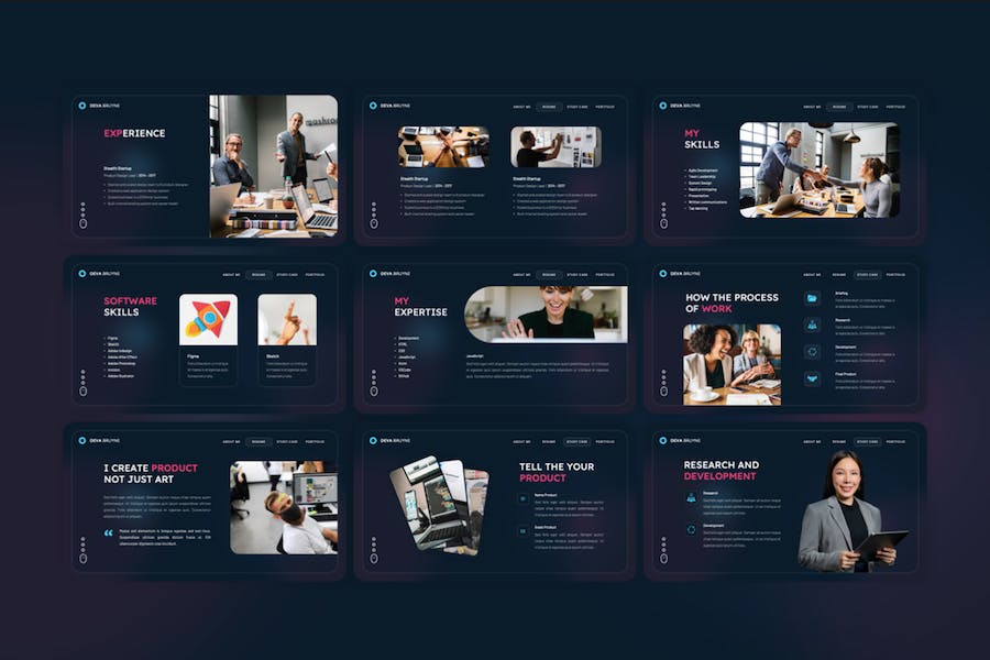 UI/UX设计师案例展示个人简历keynote模板 - 顶尖PPT