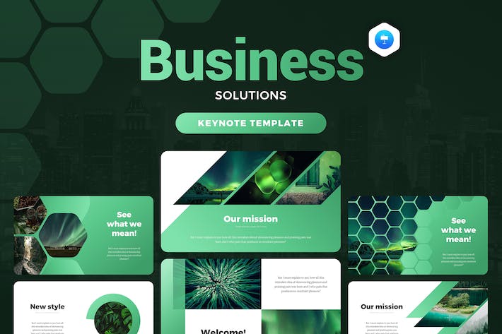 绿色业务合作企-解决方案商业计划多用途keynote模板 - 顶尖PPT