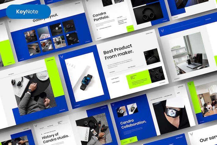 蓝色图片网格商务宣传Keynote模板 重试 - 顶尖PPT