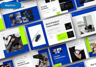 蓝色图片网格商务宣传Keynote模板 重试 - 顶尖PPT