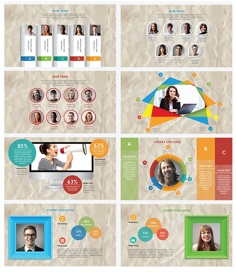 彩色商务团队介绍各种信息展示图形keynote模板 - 顶尖PPT