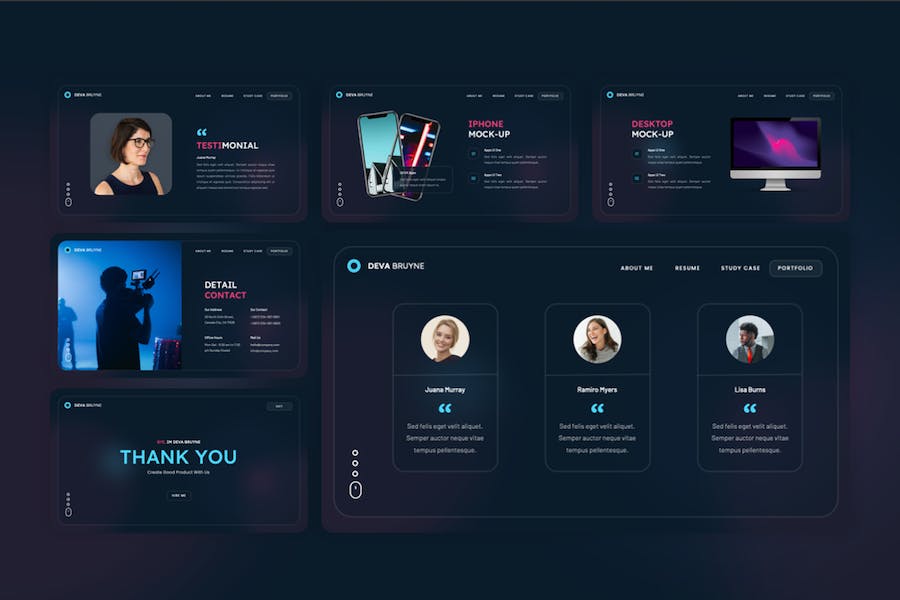 UI/UX设计师案例展示个人简历keynote模板 - 顶尖PPT