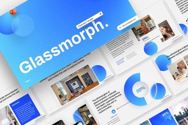 质感玻璃形态商务通用PPT模板 - 顶尖PPT