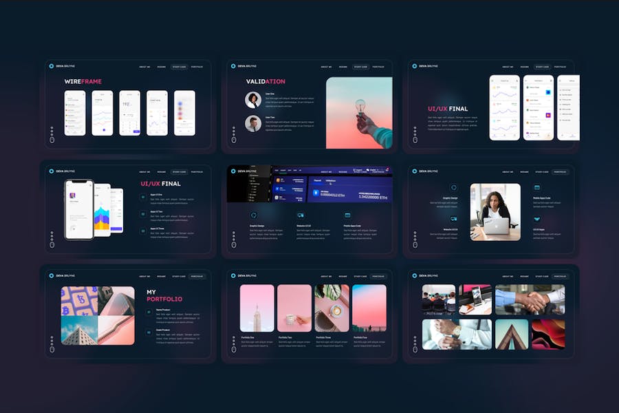 UI/UX设计师案例展示个人简历keynote模板 - 顶尖PPT