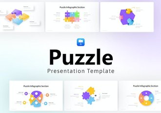 精美彩色魔方拼图积木组合keynote图形模板 - 顶尖PPT