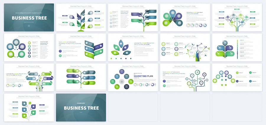 业务分析树形信息图形keynote模板 - 顶尖PPT