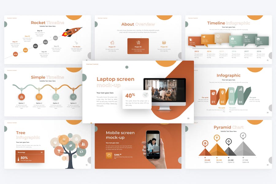 创意橙色商务国外PPTkeyntoe模板 - 顶尖PPT