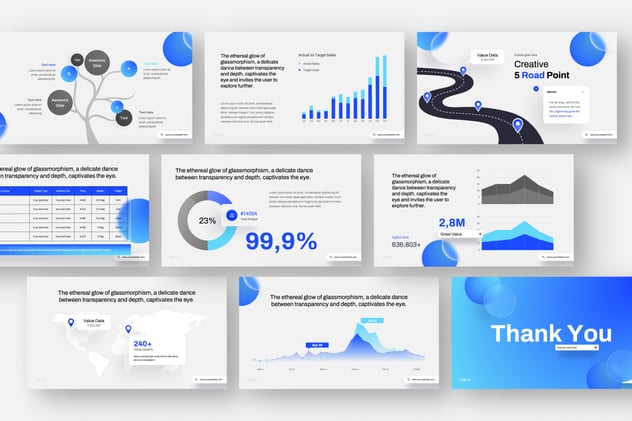 质感玻璃形态商务通用PPT模板 - 顶尖PPT