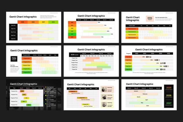 甘特图项目进度管理计划PPT模板 - 顶尖PPT