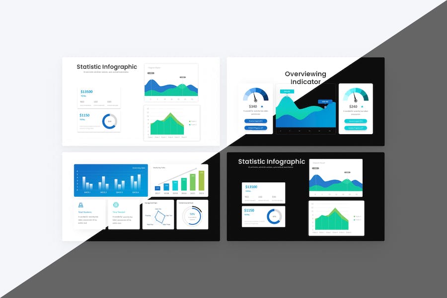 商务数据分析点线数据对比图keynote模板 - 顶尖PPT