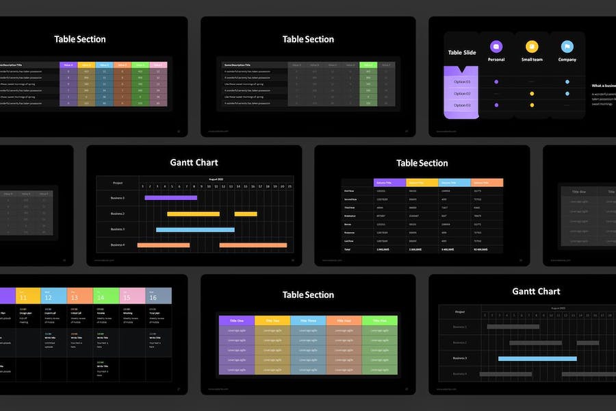 彩色表格PPT模板 - 顶尖PPT