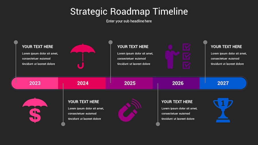 战略规划时间轴图形Keynote模板 - 顶尖PPT